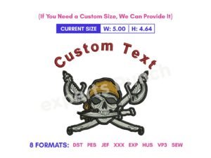 Pirate Skull with Swords Design for Embroidery Machines