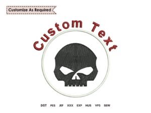 Halloween Embroidery Pattern With Skull Monogram