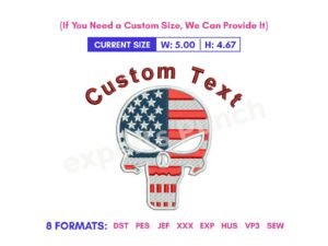 American Flag Skull Independence Day Embroidery Design