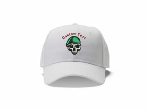 Green Cap Skull Design For Machine Embroidery