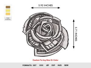 Vintage Rose Flower Machine Embroidery Pattern - Color Chart
