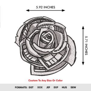 Vintage Rose Flower Machine Embroidery Pattern - Color Chart