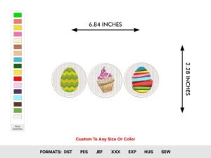 Cupcake Machine Embroidery Pattern, Spring Easter Eggs - Color Chart