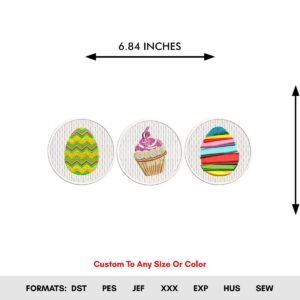 Cupcake Machine Embroidery Pattern, Spring Easter Eggs - Color Chart