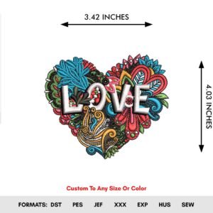 Heart Love Valentine Embroidery Pattern - Color Chart
