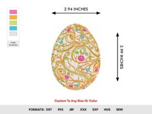 Flower Egg Baroque Machine Embroidery Pattern - Color Chart