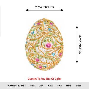 Flower Egg Baroque Machine Embroidery Pattern - Color Chart
