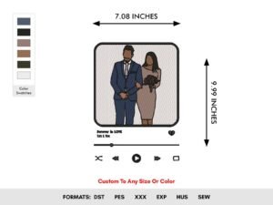 Valentine's and Anniversary Album Cover Machine Embroidery Pattern - Color Chart
