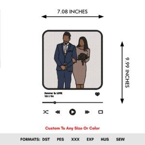 Valentine's and Anniversary Album Cover Machine Embroidery Pattern - Color Chart