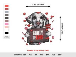 Valentine's Day Embroidery Pattern For Dog Lovers - Color Chart