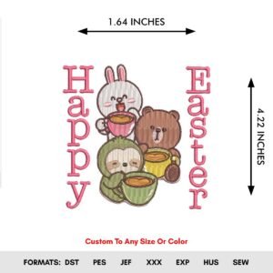 Happy Easter Bunny Machine Embroidery Pattern - Color Chart
