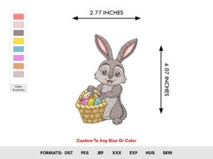 Easter Bunny Egg Basket Machine Embroidery Pattern - Color Chart
