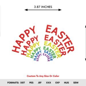 Happy Easter Spring Machine Embroidery Pattern - Color Chart