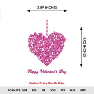 Happy Valentine's Day Heart Embroidery Pattern - Color Chart