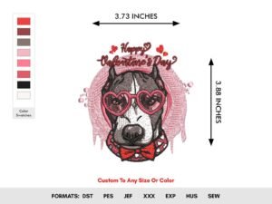 Valentine's Dog Machine Embroidery Pattern - Color Chart