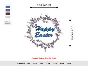 Easter Monogram Floral Machine Embroidery Pattern - Color Chart