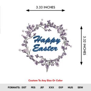 Easter Monogram Floral Machine Embroidery Pattern - Color Chart