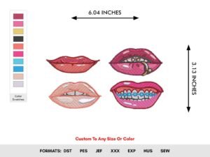 Sexy Lips Machine Embroidery Mouth Pattern - Color Chart