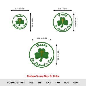 St Patrick Clover Leaf Machine Embroidery Pattern, 3 Sizes - Color Chart