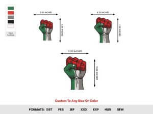 Stand With Palestine Machine Embroidery Patterns, 3 Sizes - Color Chart
