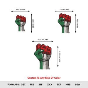 Stand With Palestine Machine Embroidery Patterns, 3 Sizes - Color Chart