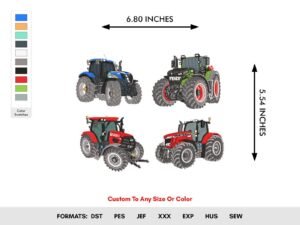 Farm Tractor Machine Embroidery Pattern - Color Chart