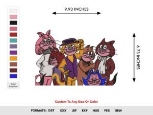 Top Cats Machine Embroidery Design - Color Chart