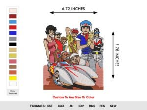 Speed Racer Machine Embroidery Pattern - Color Chart