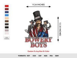 Bowery Boys Machine Embroidery Design - Color Chart