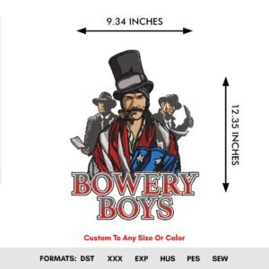 Bowery Boys Machine Embroidery Design - Color Chart