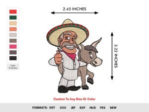 Mexican Donkey Machine Embroidery Design - Color Chart