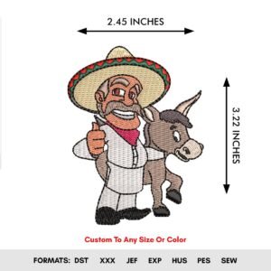 Mexican Donkey Machine Embroidery Design - Color Chart