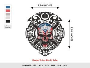 Compadre Taino Skull Machine Embroidery Pattern - Color Chart