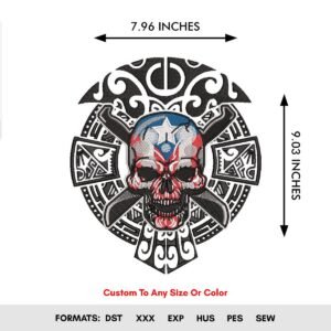 Compadre Taino Skull Machine Embroidery Pattern - Color Chart