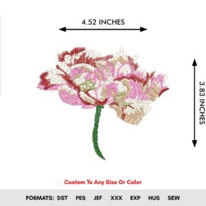 Carnation Machine Embroidery Pattern Flower Design - Color Chart