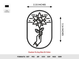 Black Flower With Hand Machine Embroidery Pattern - Color Chart