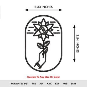 Black Flower With Hand Machine Embroidery Pattern - Color Chart