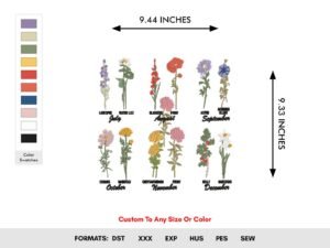 Larkspur Flowers Machine Embroidery Pattern - Color Chart