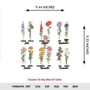 Larkspur Flowers Machine Embroidery Pattern - Color Chart