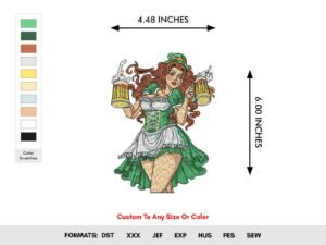 St Patrick's Day Beer Lady Embroidery Pattern - Color Chart