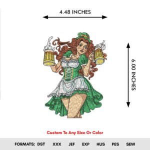 St Patrick's Day Beer Lady Embroidery Pattern - Color Chart