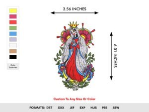 Sugar Skull With Flowers Machine Embroidery Pattern - Color Chart
