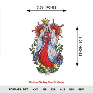 Sugar Skull With Flowers Machine Embroidery Pattern - Color Chart