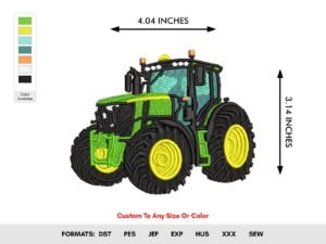 Green Tractor Machine Embroidery Design - Color Chart