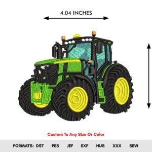 Green Tractor Machine Embroidery Design - Color Chart