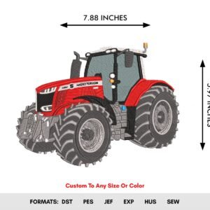 Red Farm Tractor Machine Embroidery Design - Color Chart