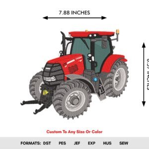 Red Farm Tractor Machine Embroidery Design - Color Chart