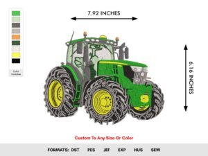 Green Tractor Machine Embroidery Design - Color Chart