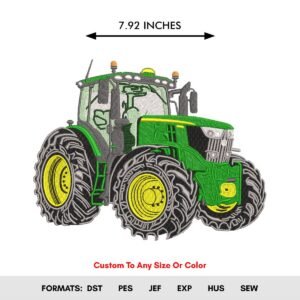 Green Tractor Machine Embroidery Design - Color Chart