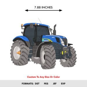 Blue Tractor Machine Embroidery Design - Color Chart